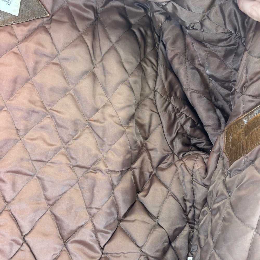 Vintage Leather Bomber Jacket Brown Distressed Aviator Flight 80s Adam Spencer M - Picture 6 of 16